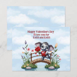 Happy Valentine's Day Elephant Ears and Ears Holiday Postcard