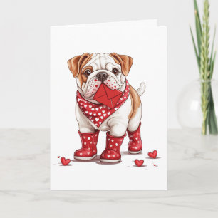 Happy Valentines Day English Bulldog Holiday Card