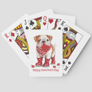 Happy Valentines Day English Bulldog Playing Cards