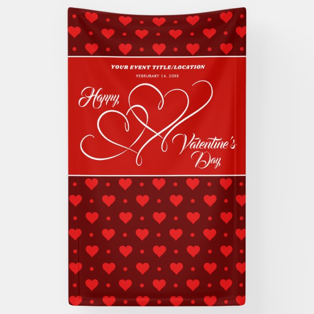 HAPPY VALENTINE'S DAY EVENT RED HEARTS BANNER (Vertical)