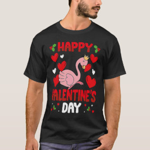 Happy Valentines Day Flamingo Heart Love Animal T-Shirt