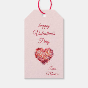 Happy Valentine's Day Floral Heart Custom Gift Tags