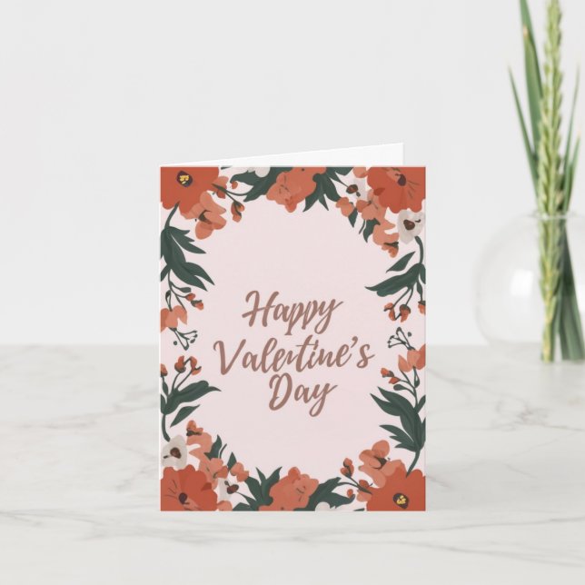 Happy Valentine's Day Floral Holiday Card (Front)