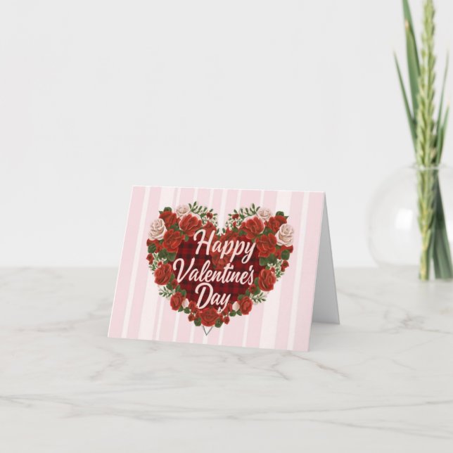 Happy Valentine's Day Floral Rose's Heart Card (Front)