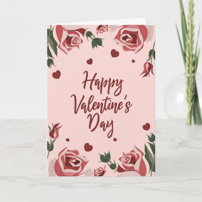 Happy Valentine's Day Floral Rose's Holiday Card (Front)