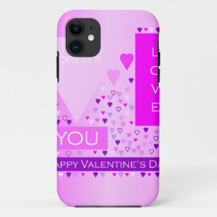 Happy Valentine's Day Forever Love Hearts Pink iPhone 11 Case