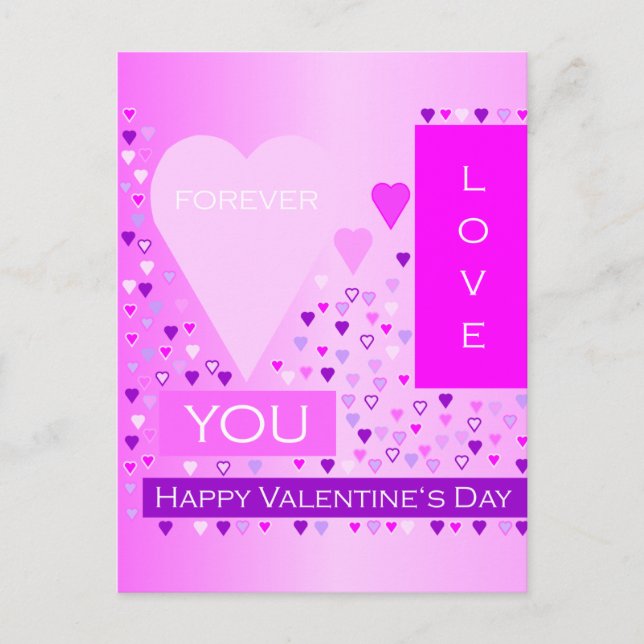 Happy Valentine's Day Forever Love Hearts Pink Holiday Postcard (Front)