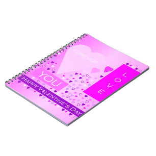 Happy Valentine's Day Forever Love Hearts Pink Notebook