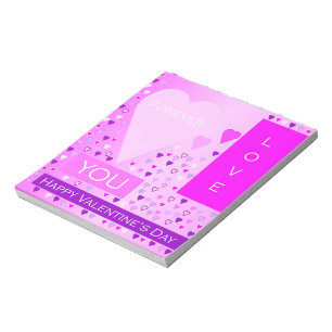 Happy Valentine's Day Forever Love Hearts Pink Notepad