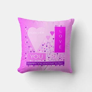 Happy Valentine's Day Forever Love Hearts Pink Throw Pillow