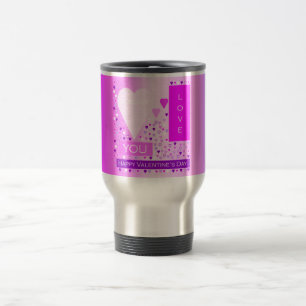 Happy Valentine's Day Forever Love Hearts Pink Travel Mug