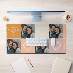 Happy Valentines Day Four Photo Collage  Desk Mat