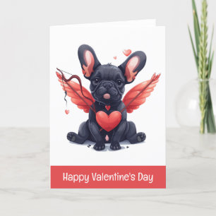 Happy Valentines Day French Bulldog Cupid Holiday Card