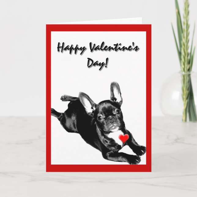 Happy Valentine's Day French Bulldog greeting card (Front)