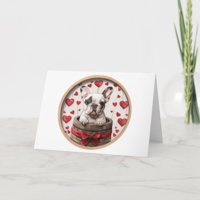 Happy Valentines Day French Bulldog Holiday Card (Front)