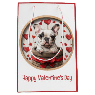 Happy Valentines Day French Bulldog Medium Gift Bag