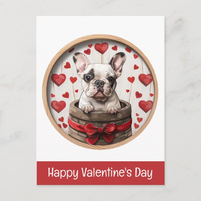 Happy Valentines Day French Bulldog Postcard (Front)