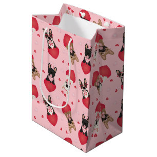 Happy Valentines Day French Bulldogs Medium Gift Bag