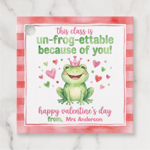 Happy Valentine's Day Froggy Watercolor Favour Tag