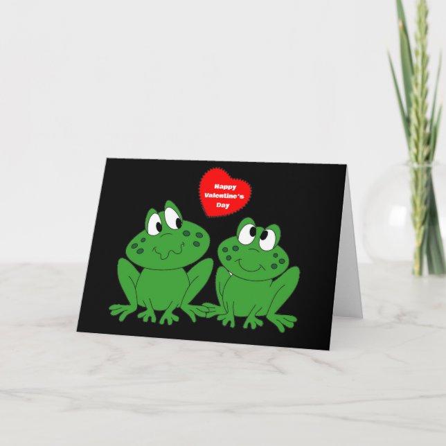 Happy Valentine's Day Frogs Holiday Card (Front)