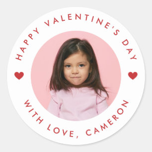 Happy Valentine's Day from custom name photo kids Classic Round Sticker