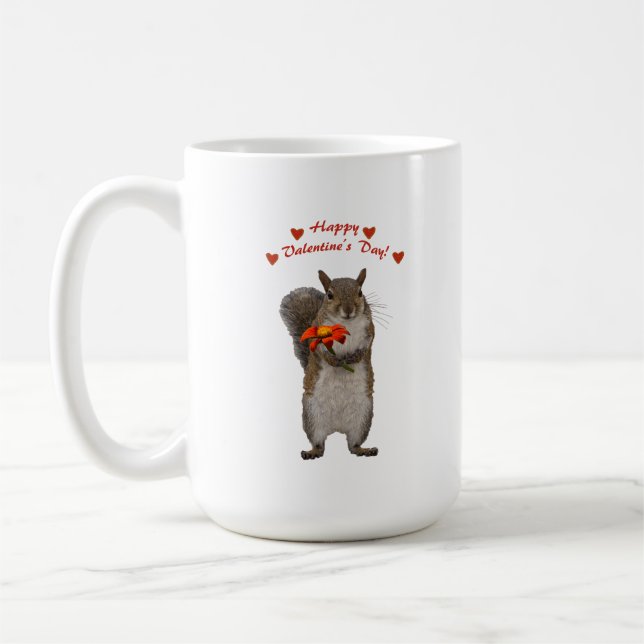 Happy Valentines Day from cute squirrel Coffee Mug (Left)