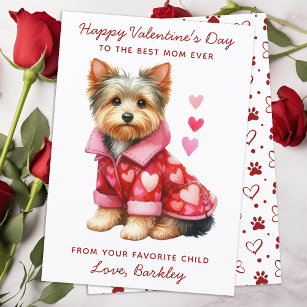 Happy Valentines Day From Dog Yorkshire Terrier Holiday Card