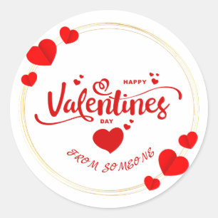 Happy Valentine's Day from Name  Classic Round Sticker