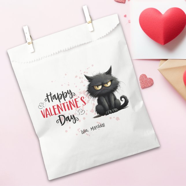 Happy Valentines Day Funny Black Cat  Favour Bag (Creator Uploaded)
