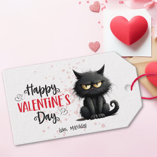 Happy Valentines Day Funny Black Cat Gift Tags