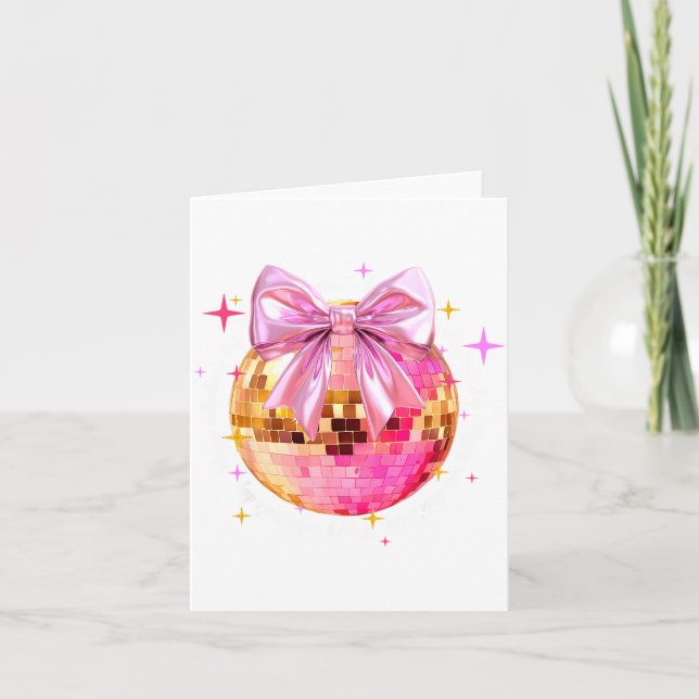 Happy Valentine's Day Funny Coquette Disco Ball Gi Card (Front)