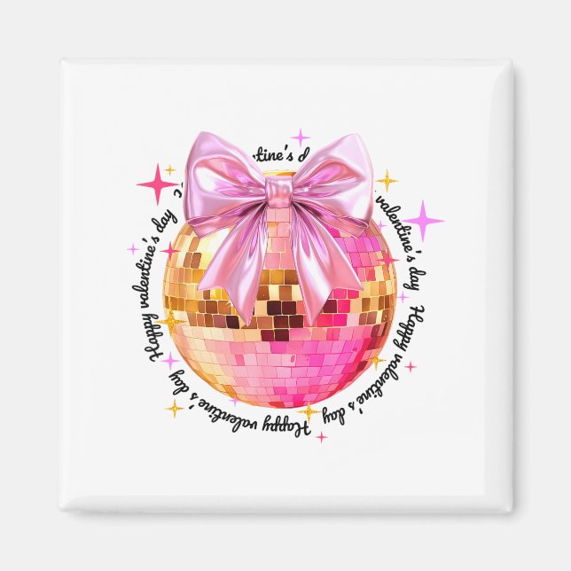 Happy Valentine's Day Funny Coquette Disco Ball Gi Magnet (Front)