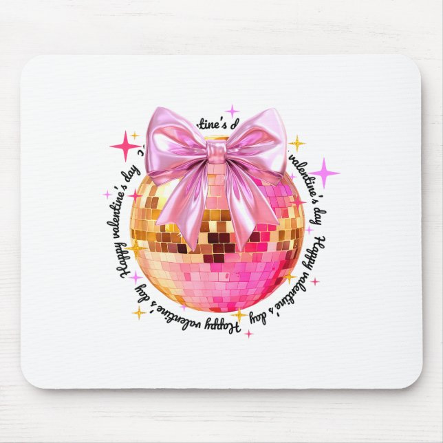Happy Valentine's Day Funny Coquette Disco Ball Gi Mouse Pad (Front)