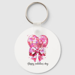 Happy Valentine's Day Funny Coquette Disco Ball He Keychain