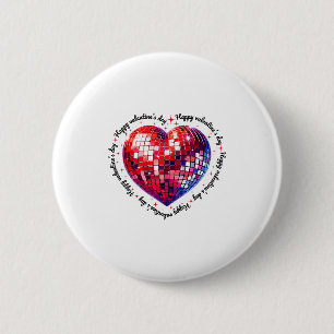 Happy Valentine's Day Funny Coquette Red Disco Bal 2 Inch Round Button