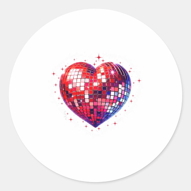 Happy Valentine's Day Funny Coquette Red Disco Bal Classic Round Sticker (Front)