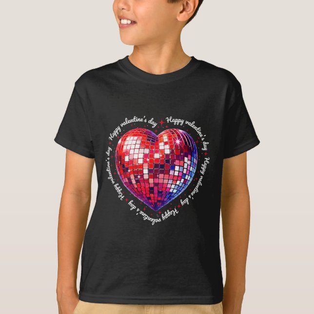 Happy Valentine's Day Funny Coquette Red Disco Bal T-Shirt (Front)