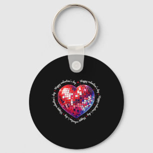 Happy Valentines Day Funny Coquette Red Disco Ball Keychain