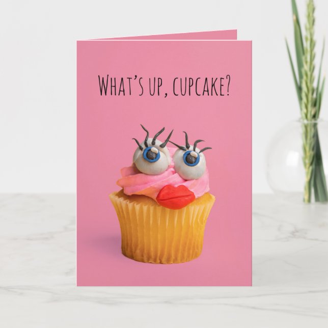 Happy Valentine's Day Funny Cupcake Humor Holiday Card (Front)