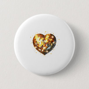 Happy Valentine's Day Funny Gold Coquette Disco Ba 2 Inch Round Button