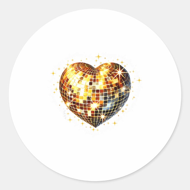 Happy Valentine's Day Funny Gold Coquette Disco Ba Classic Round Sticker (Front)