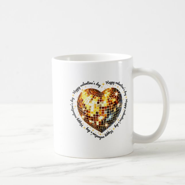 Happy Valentine's Day Funny Gold Coquette Disco Ba Coffee Mug (Right)