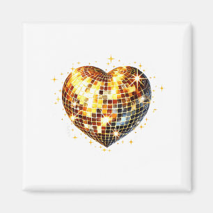 Happy Valentine's Day Funny Gold Coquette Disco Ba Magnet
