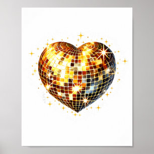 Happy Valentine's Day Funny Gold Coquette Disco Ba Poster