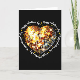 Happy Valentines Day Funny Gold Coquette Disco Bal Card
