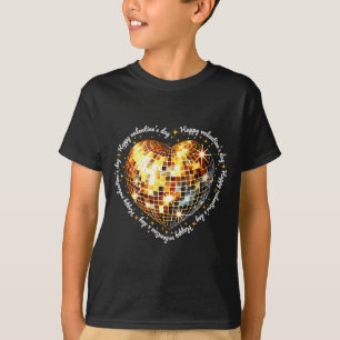 Happy Valentines Day Funny Gold Coquette Disco Bal T-Shirt