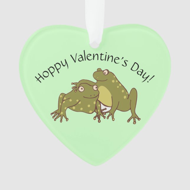 Happy Valentines Day Funny Hoppy Frogs In Love Ornament (Front)