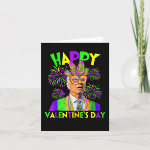 Happy Valentine's Day Funny Joe Biden Mardi Gras S Card