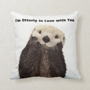 Happy Valentines Day Funny Otter Throw Pillow