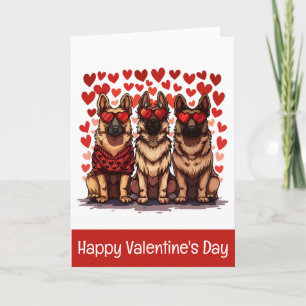 Happy Valentines Day German Shepherd Dogs Holiday Card